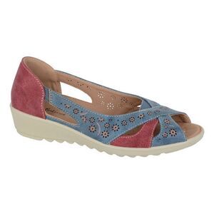 Boulevard Womens/Ladies Peep Toe Casual Shoes / Blue/Red